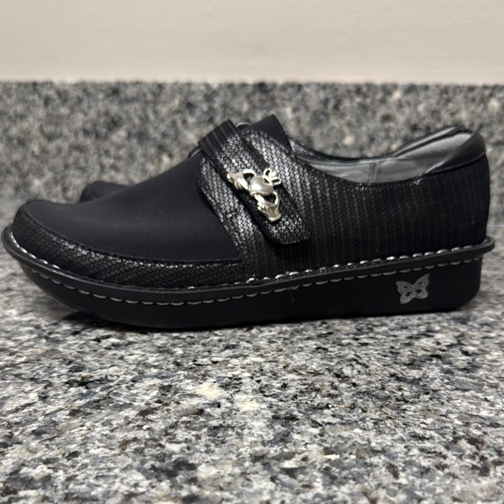 Alegria Black Loafers with Decorative Strap